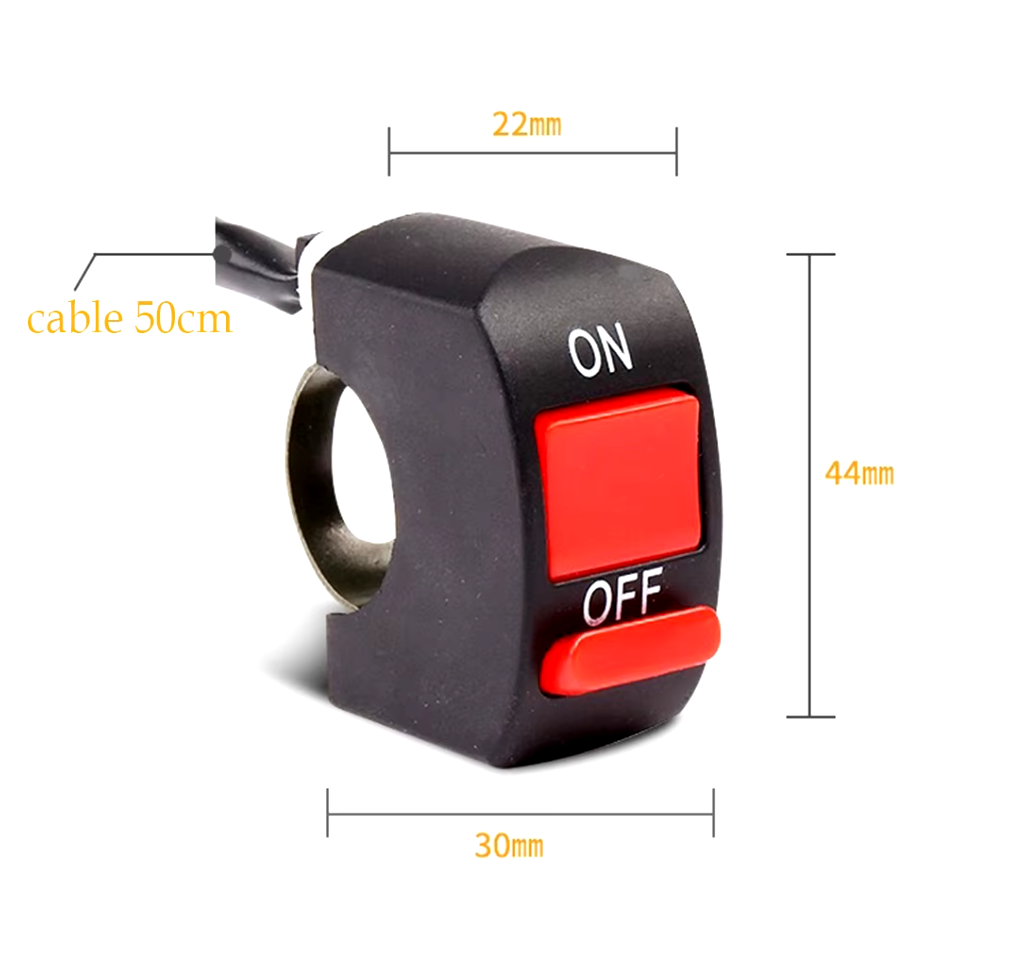 Interrupteur Universel de Guidon Moto Bouton ON/OFF pour Feux Additionnels .