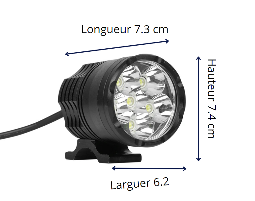 Phare Additionnel LED Universel mode feux de croisement, feux de route, flash stroboscopique au choix avec 6 LED puissantes