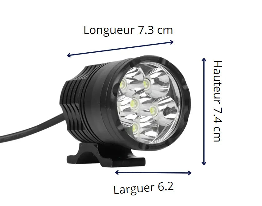 Phare Additionnel LED Universel mode feux de croisement, feux de route, flash stroboscopique au choix avec 6 LED puissantes Solidefrance