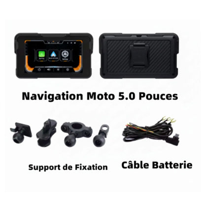CarPlay Moto 5 Pouces Android Apple IP67 GPS  Bluetooth 5.0 Compatible BMW, Yamaha, Honda, KTM, Suzuki, Kawasaki, Triumph.