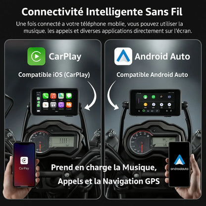 CarPlay Moto 5 Pouces Android Apple IP67 GPS  Bluetooth 5.0 Compatible BMW, Yamaha, Honda, KTM, Suzuki, Kawasaki, Triumph.
