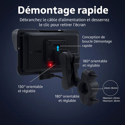 CarPlay Moto 5 Pouces Android Apple IP67 GPS  Bluetooth 5.0 Compatible BMW, Yamaha, Honda, KTM, Suzuki, Kawasaki, Triumph.
